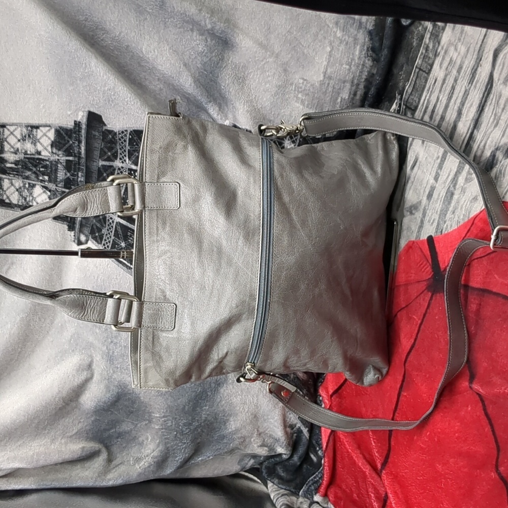 Garnet Hill Gray Leather Handbag